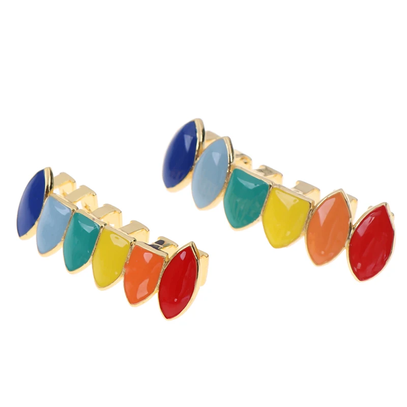 Новинка Хип-хоп золотые радужные зубы Grillz Верхняя Нижняя красочные грили стоматологические Хэллоуин вампир зубы игрушки