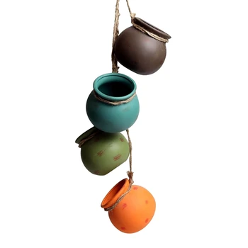 

4Pcs Hanging Succulent Pots,Multicolor Ceramic Planters Wall or Ceiling Mount Hanging Pots with Jute Rope