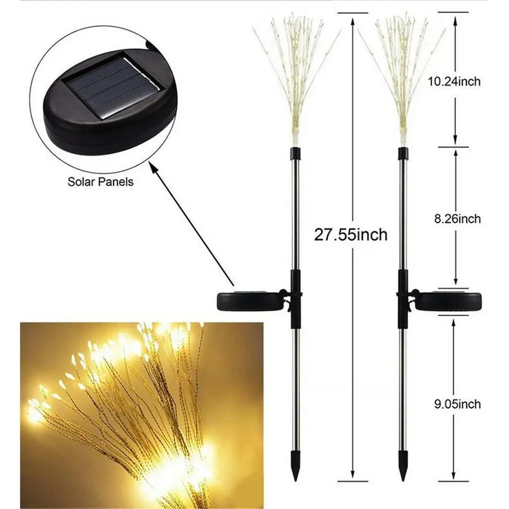 120LED Солнечный садовый фонарик с защитой от воды фейерверк лампа-Одуванчик Для дорожки Патио газон двор украшения для рождественской вечеринки