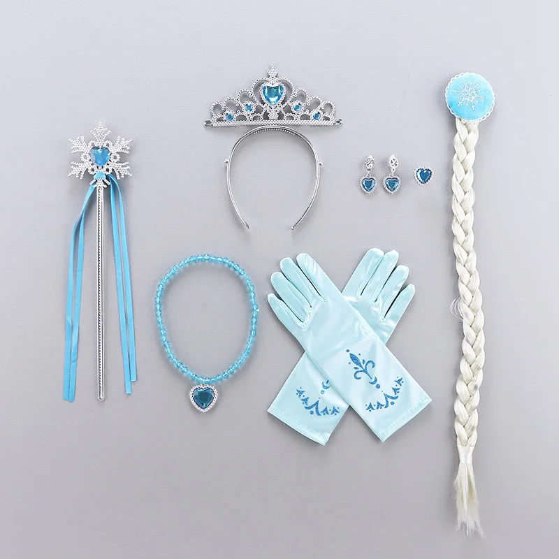 Accessories Костюм Эльзы; рождественское платье принцессы для девочек; платье Снежной Королевы; детские зимние платья трапециевидной формы с длинными рукавами; - Цвет: Accessories