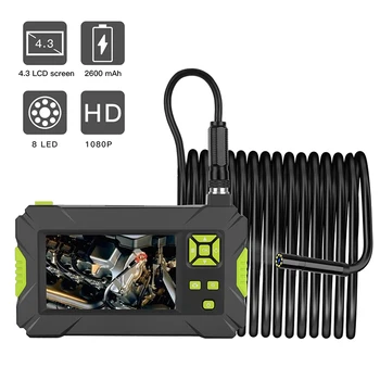 

New Arrival Mini Waterproof Hard Cable Inspection HD1080P Camera 8mm USB Endoscope Borescope 8 LED Lights 4.3 Display 2/5/10m