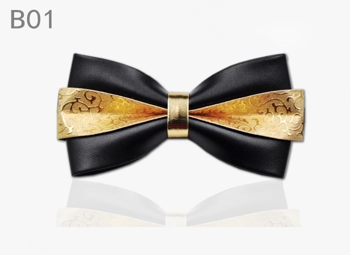 I-Remiel винтажный Модный золотой кожаный галстук-бабочка для свадебной вечеринки, галстук-бабочка для жениха, подарок для гостей, мужские цветочные аксессуары для галстуков
