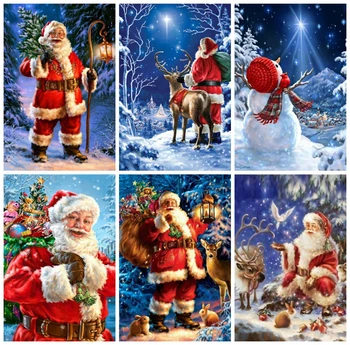

HUACAN Santa Claus Diamond Painting Full Square Embroidery Cross Stitch Diamond Mosaic Rhinestone Christmas Decorations For Home