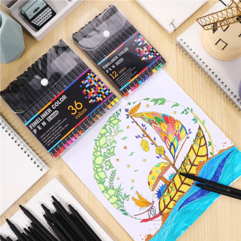 

12/24/36pcs Colors Professional Water Color Pen Markers Pen Watercolor Pen Fine Tip For Kids Drawing Coloring Books Art Supplies
