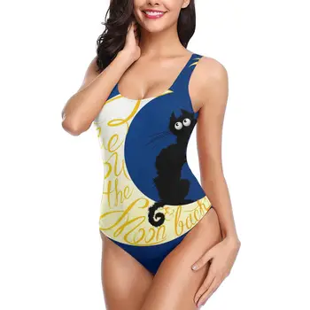 

Women BikiniCat On Moon With I Love You Sexy Bandage One Backless Swimsuit Bodysuit Beach Wear New Swimsuit Monokini