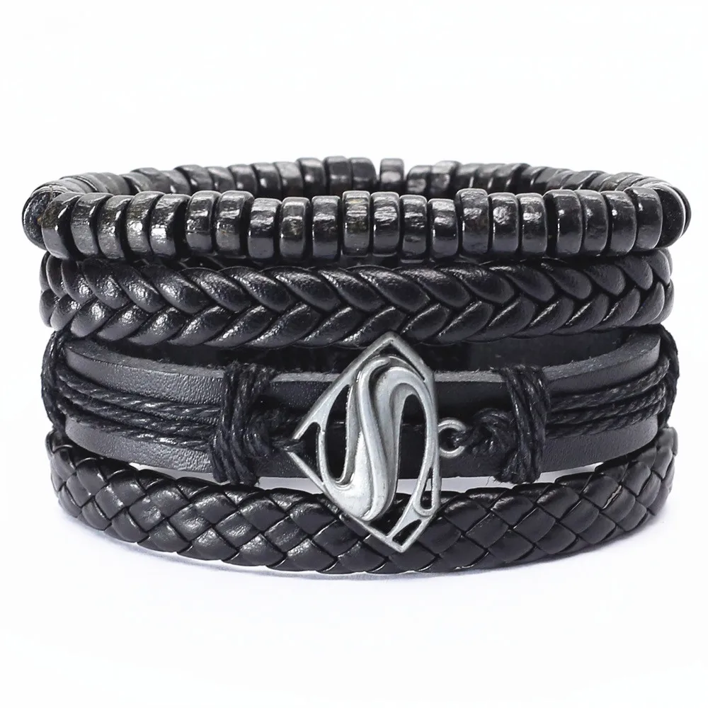 4 шт./компл. браслет в виде скорпиона со стрелками и бусинами плетеные кожаные