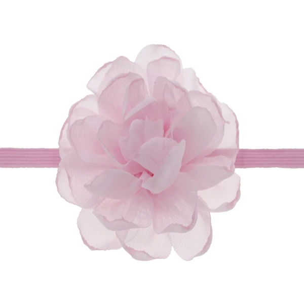 baby headband Chiffon Flowers Headband girls Burning Edge Wedding Decoration DIY Wreath Headwear newborn girls hair Accessories - Цвет: Розовый