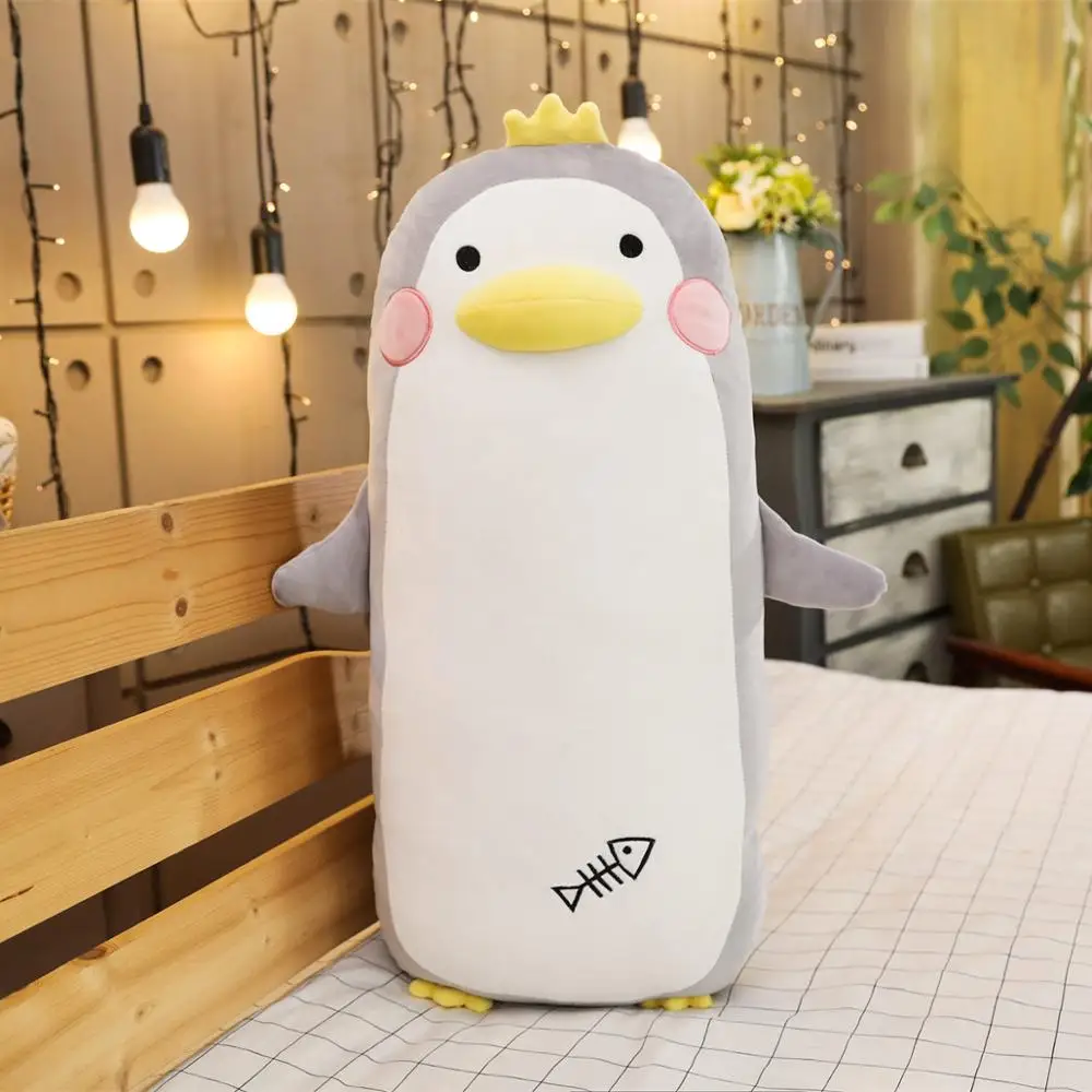 45-100CM Soft Big Penguin Plush Toys Stuffed Cartoon Animal Doll Sleep Pillow Fashion Toy for Kids Baby Lovely Christmas Gifts - Цвет: Серый