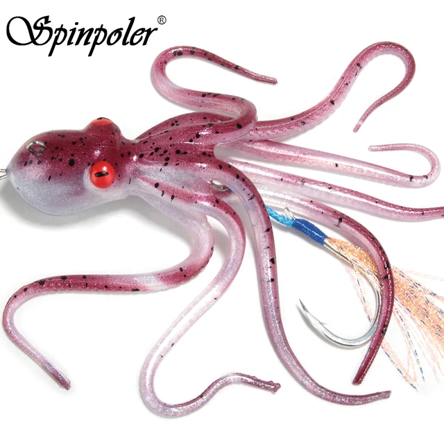 Spinpoler The 3D Octopus Bait Fishing Lure Artificial Saltwater Long Tail  Squid Skirt TPE Soft UV/Glow 110g/150g/200g Tackle - AliExpress