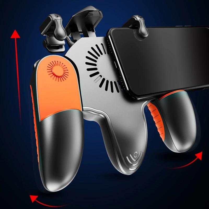 

Ergonomic Design Gaming Grip Mobile Controller With Slient Cooling Fan Adjustable One-click Burst Shoulder Button Turboc