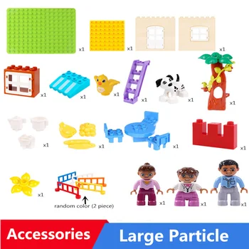 

Big Size Diy Building Blocks Dog Tree Window Fruit Accessories Figures Compatible With Duploed Toys For Children Kids Gifts