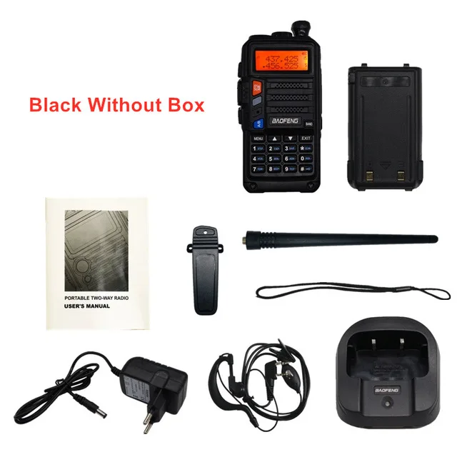 Black Without Box Мощный BaoFeng UV-5R Pro Walkie Talkie CB радио трансивер 8 Вт 10 км большой дальности портативный радио для охоты лес город обновление 5R - Цвет: Black Without Box