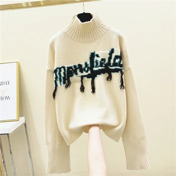 

Turtle-Neck Sweater Women's 2020 New Women's Lazy-Style Loose Network Infrared Wear Thick Knit Top Sweaters Pullovers Femme