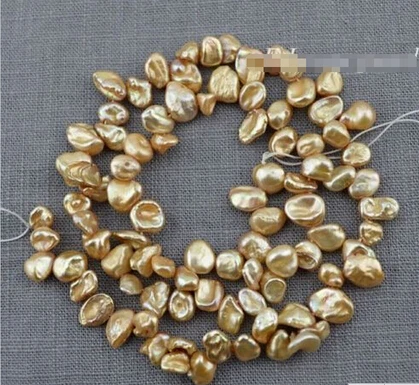 +++817 5 wholesale Freshwater Pearl Keshi Champagne golden Loose 6.0-7.0mm 65pcs wedding 15&quot | Украшения и аксессуары