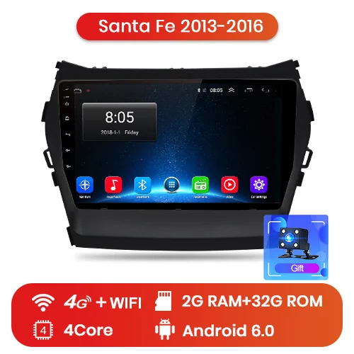 Junsun V1 2G+ 32G Android 9,0 для hyundai Santa Fe 3 2013- автомобильный Радио Мультимедиа Видео плеер навигация gps RDS 2 din dvd - Цвет: 2-32GB for 4G