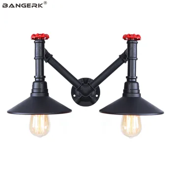 

Vintage Black LED Wall Lamp Bedside Water Pipe Double Wall Light Switch Loft Decor Edison Lights Wall Sconces Antique Lighting