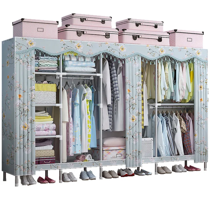 Steel Pipe Thickened Wardrobe Simple Cloth Rental Room Home All Frame Cabinet Hanging Clothes | Мебель