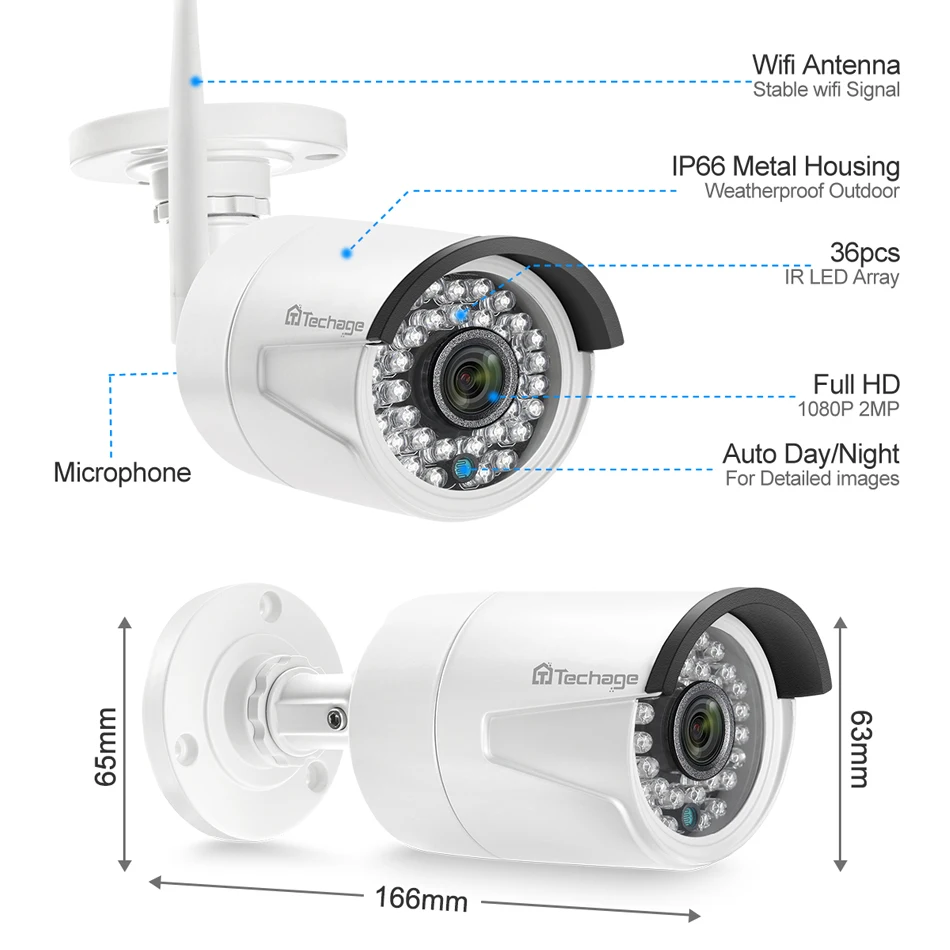 Techage H.265 4CH 1080P Wireless NVR Kit CCTV System 2MP Audio Sound WiFi IP Camera IR Outdoor Vide - 32573886173  Techage H.265 4CH 1080P Wireless NVR Kit CCTV System 2MP Audio Sound WiFi IP Camera IR Outdoor Vide - 32573886173