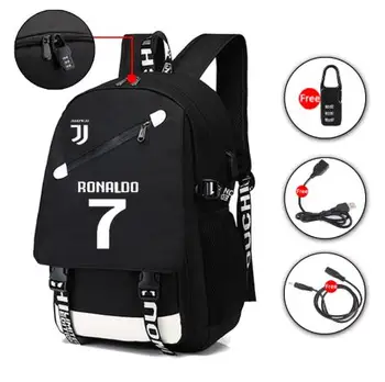 

2020 Usb Luminous Ronaldo Backpack School Bags for Boys Teenage Football Back Pack Men Large Capacity Teen Bagpack College Style