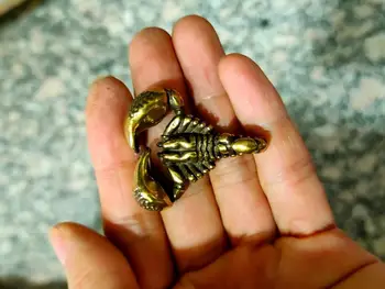 

CHINA antique brass fengshui scorpion small Statue Metal crafts family decorations Key buckle Necklace pandent