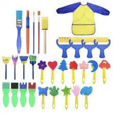 31 шт. губка-Стампер, чехол для Роликовых Кистей, набор для рисования детей, набор инструментов для рисования