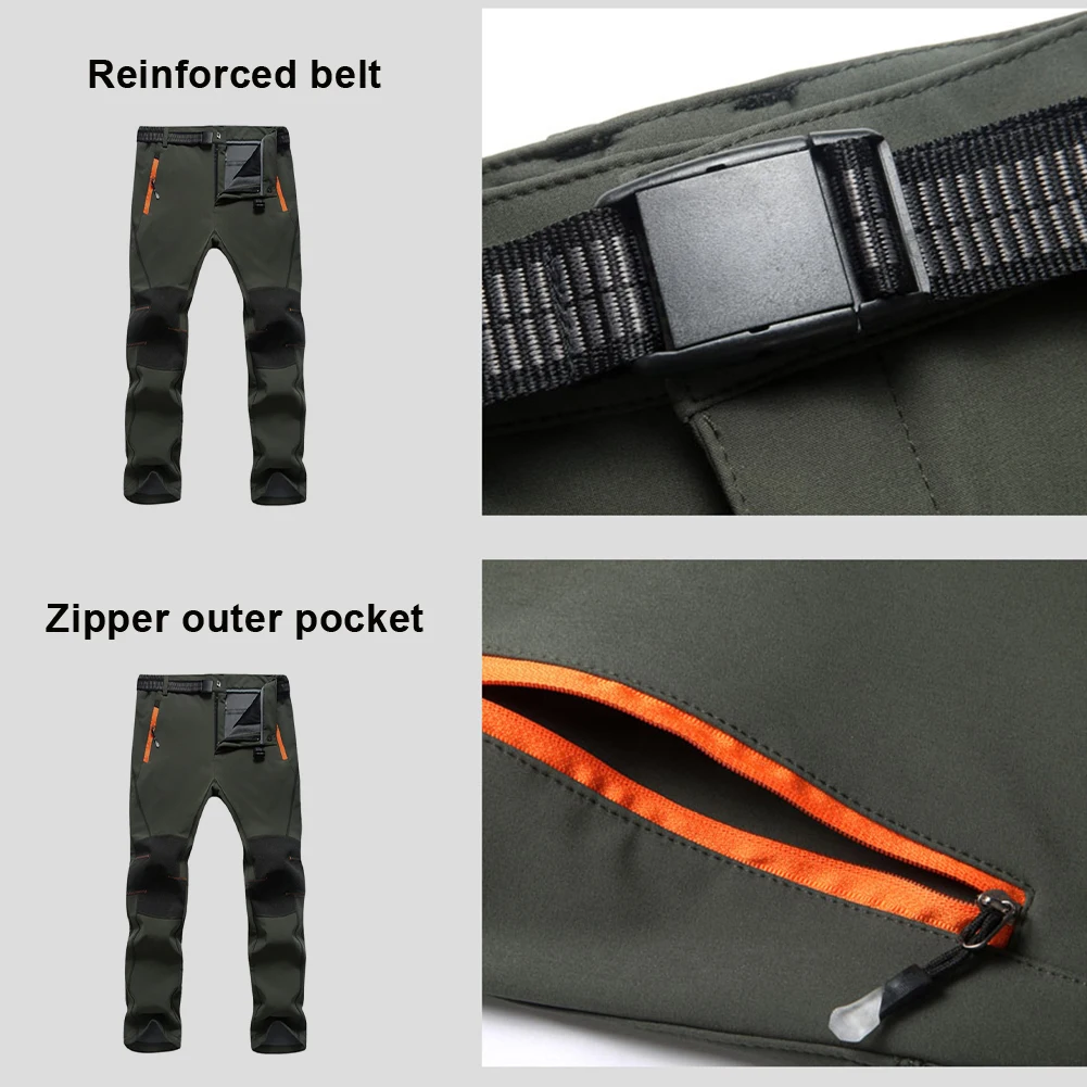 2020 Update Men's And Women's Clothing Thickened Warm Fleece Soft Shell Fishing Pants Camping Hiking Ski Pants Waterproof