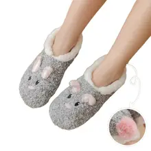 Женские Зимние коралловые бархатные теплые пушистые носки-тапочки с рисунком кролика, поросенка, собаки F3MD