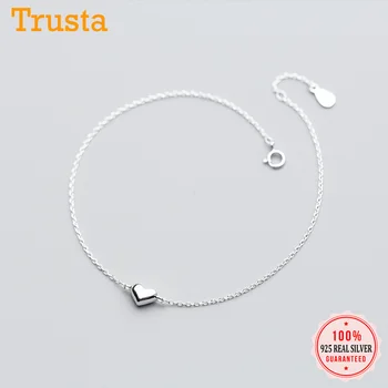 

Trustdavis 100% 925 Real Sterling Silver Fashion Cute Heart 20cm Anklets for Women Valentine's Day Birthday Gift Jewelry DS708