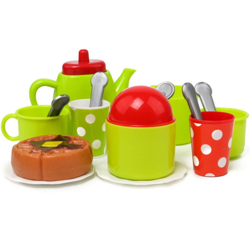 15pcs Kids Role Play Kitchen Cooking Cutlery Pretend Toys Tea Cups Seasoning Cup Set Kids Cooking Playing Pretend Toy