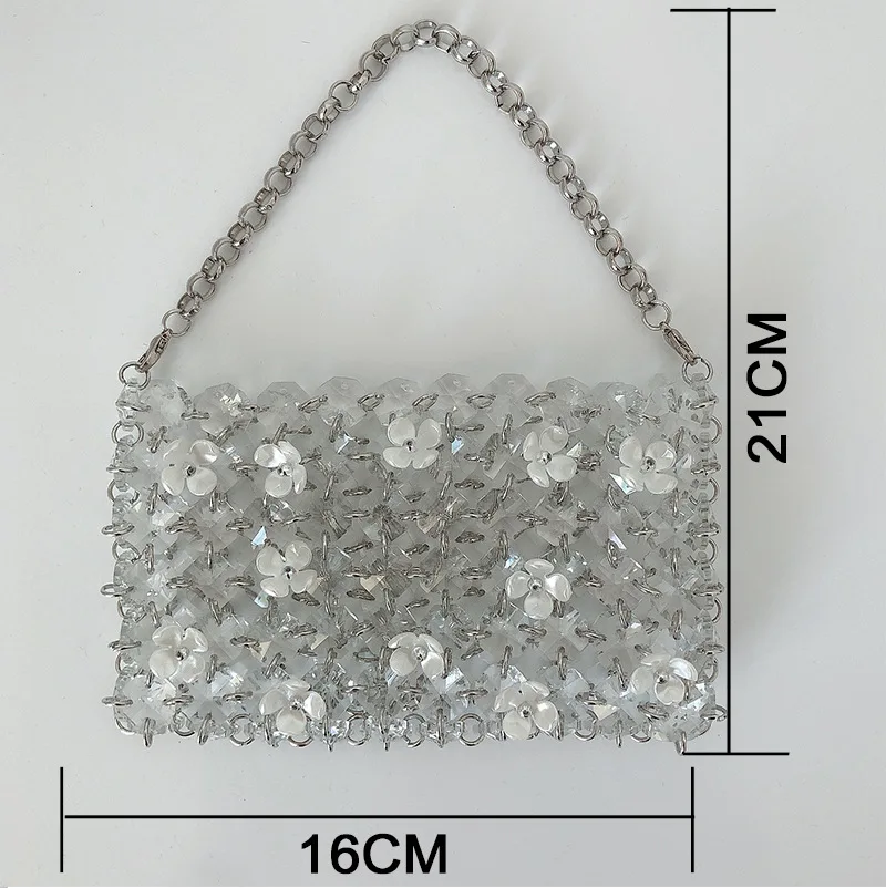 Transparent Beaded Crystal Women Bag Open Circle Chain Bag White Flower Mini  Lipstick Bag New Shoulder Bag Wholesale bucket bag - AliExpress