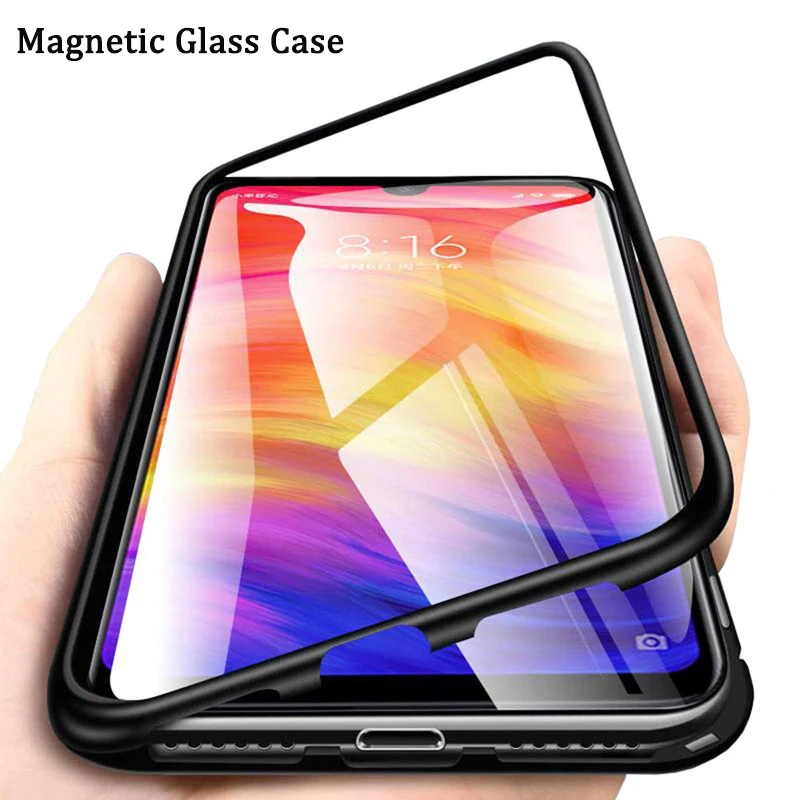 Magnetic Adsorption Shock-proof Phone Case For Xiaomi Redmi Note 8 7 5 K20 Pro Mi 9 T Mi9 SE A3 Tempered Glass Magnet Cover | Мобильные