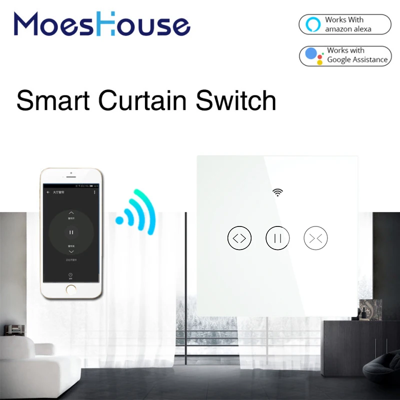 

Tuya WiFi Smart Curtain Blind Switch for Electric Motorized Curtain Roller Shutter Works with Alexa Google Home Smart Home
