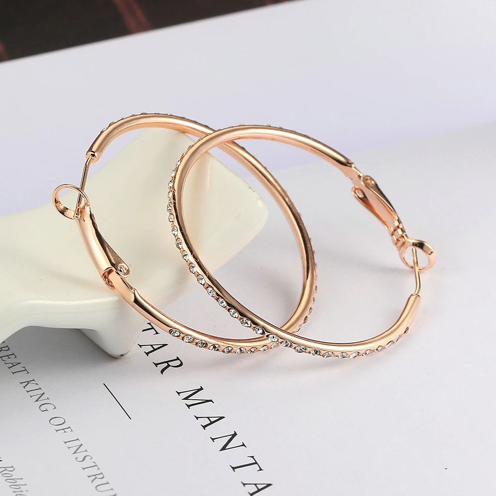 Серьги кольца женские с австрийскими кристаллами ZYE307|earring black|earrings titaniumearrings nose |