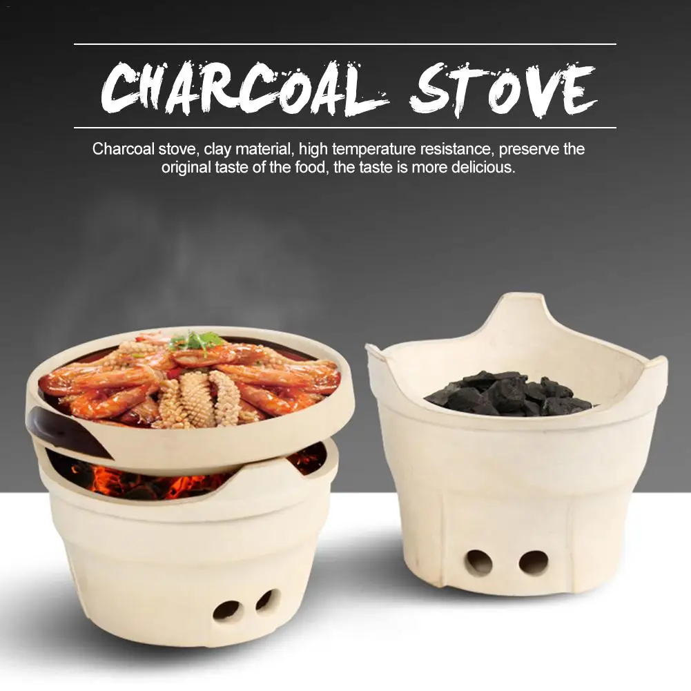 Outdoor Camping Stove Charcoal Stove Refractory Clay Grill Furnace Tea Stove Wind Furnace High Temperature Clay Hot Pot Stove