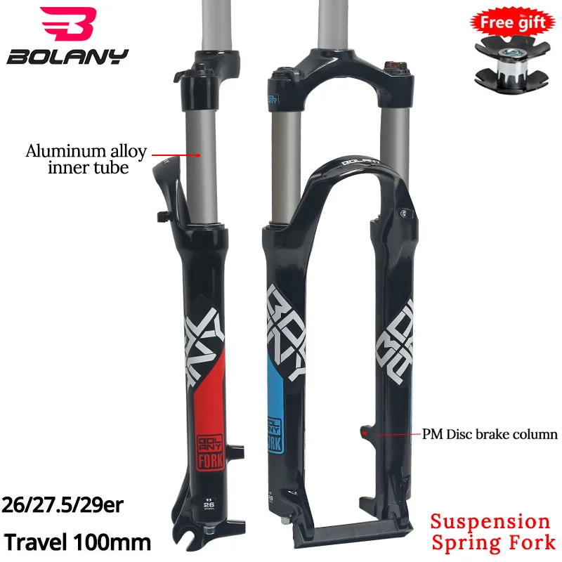 

Bolany 2019 New 26/27.5/29er MTB All Aluminum Alloy Mechanical Fork Suspension Spring Fork Damping For Bicycle Accessories