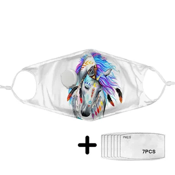 

Women Mouth Mask with Filter Beauty Rainbow Horse Printing Reusable Kids Face Masks Respirator Ladies Winter Protective Mask