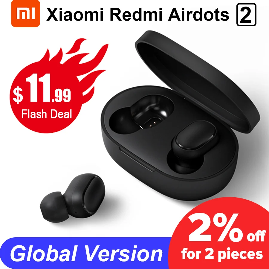 Xiaomi Redmi Airdots 2 TWS Bluetooth Wireless Earphone Stereo bass Earbuds Voice Control  BT 5.0 Noise Reduction Tap AI Control 1