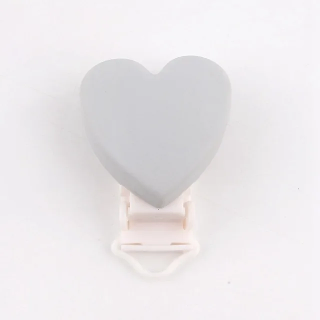 gray heart Let's Make/детский Прорезыватель для зубов, 1 шт., соска с бабочкой, зажим из нержавеющей стали, пищевой силикон, прорезыватель, сделай сам, соска, цепь, прорезыватель, игрушки - Цвет: gray heart