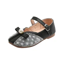 

Girls Single Shoes 2021 Summer Fashion Princess Shoes Full Yards of Magic Tape with Beads Foreign Trade Solid Color Dance Shoes