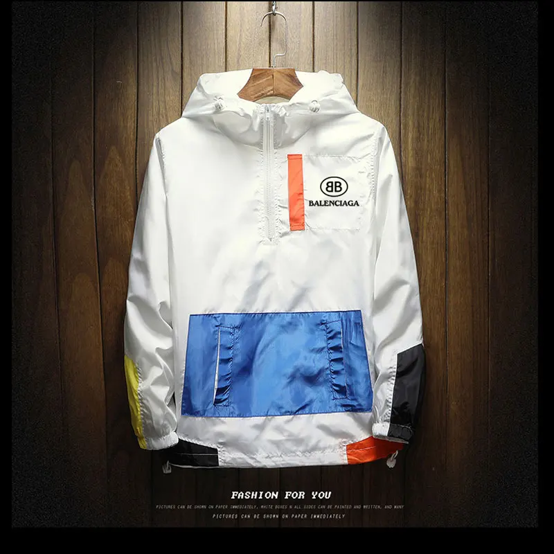 

New 2019 Paris Men's Jackets Waterproof Spring Hooded Coats Outerwear steetwear Brand Plus Size 5XL giacca autumn jackets