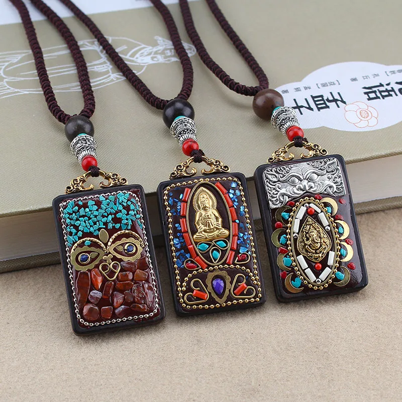 Ethnic-Tibetan-Buddhism-Ebony-Pendent-Necklace-For-Women-Men-Handmade-Wood-Peace-Buddhism-Nepal-Style-Square (1)