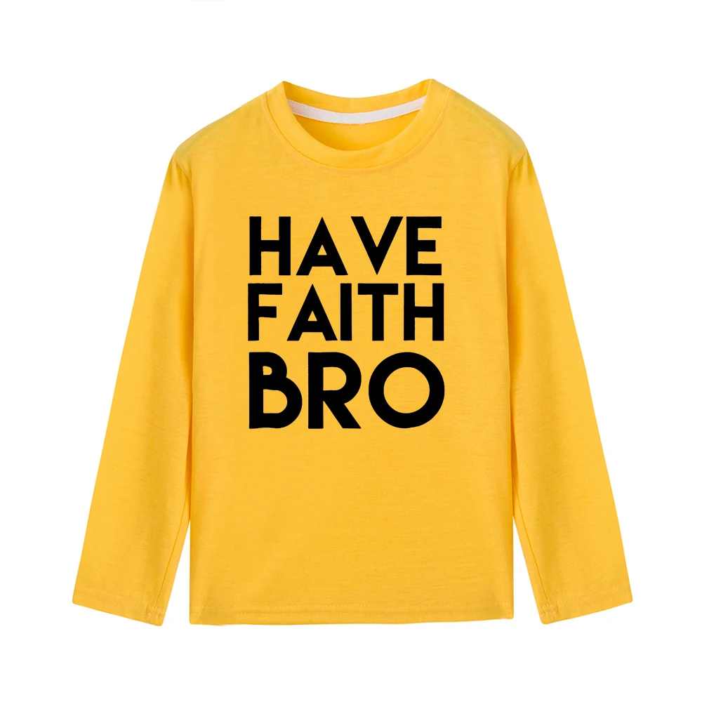 Детская футболка с надписью «Have Faith Bro Jesus» Пасхальная рубашка для малышей милые модные детские футболки с графикой, модная одежда для маленьких мальчиков детские топы