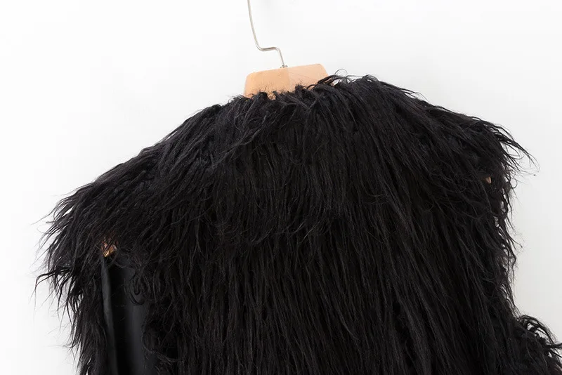 New Winter Faux Fur Coat Women Vest Za Autumn Black Long Jacket Sleeveless Streetwear Fashion Clothing