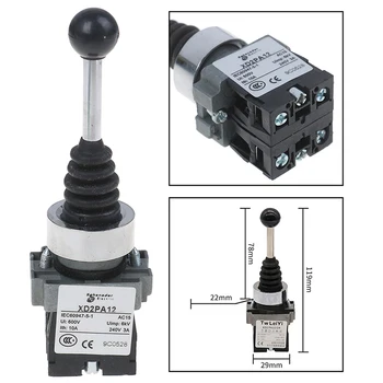 

Practical New 2NO 2 Positions XD2-PA12 XD2-PA22 Cross Push Button Switch Latching Self-locking Joystick Switch