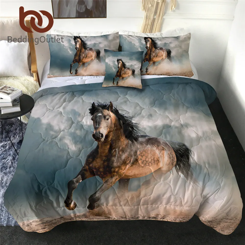 Постельные принадлежности Outlet покрывало для лошадей с 3D принтом кровати King Wild