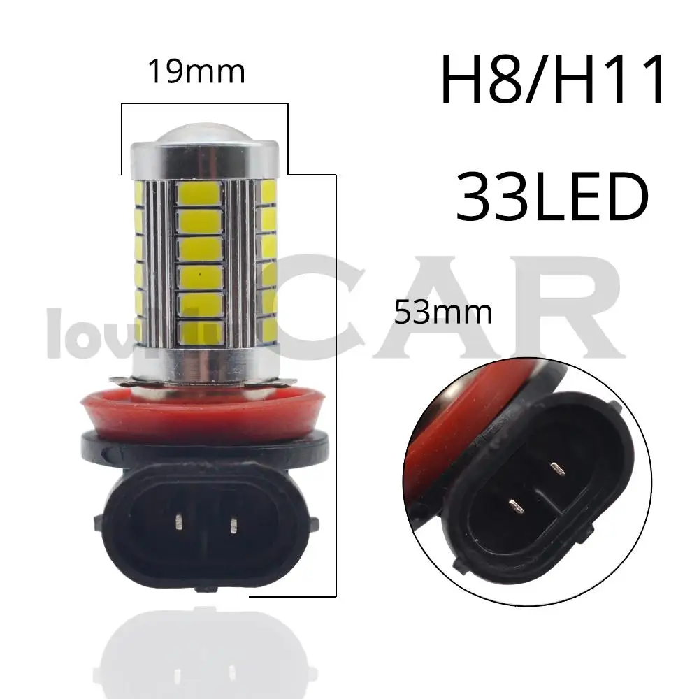 2X H4 H7 H11 9005 9006 Car Motorcycle Led Headlight Bulbs 6000K White 5630 33LED DC 12v Fog Lamp Light DRL Daytime Running Light
