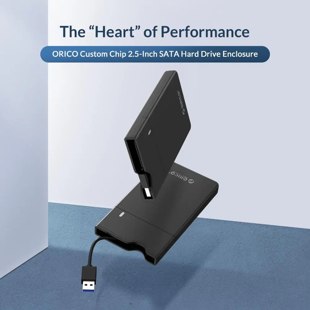 ORICO 2," HDD корпус SATA для USB 3,0 HDD корпус со встроенным кабелем для передачи данных Поддержка 4 ТБ HDD SSD Внешний жесткий диск чехол