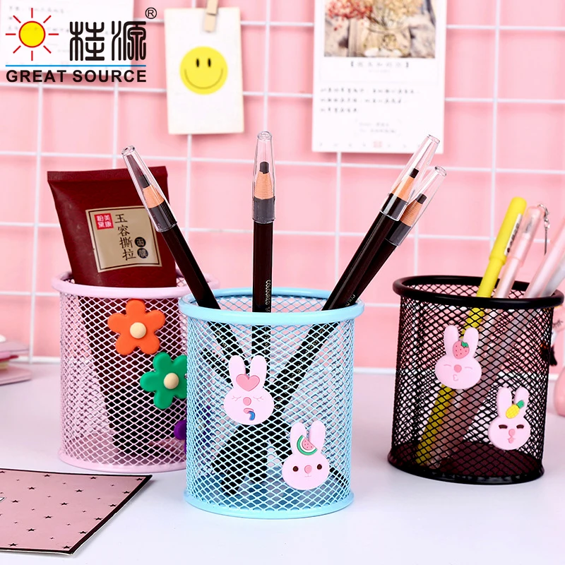 Lovely Pen Holder Stationeries Holder Metal Mesh Pencil Holder Colorful Metallic Lacquer