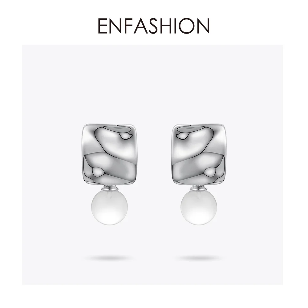 ENFASHION капли воды форма Кристалл Висячие серьги для женщин милые геометрические висячие серьги, ювелирные изделия Kolczyki EC191064 - Окраска металла: Silver color