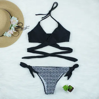 

2020 New Split Sexy Temperament Cross Bikini Women Swimwear Women Bathing Suit Women High Waist Bikini